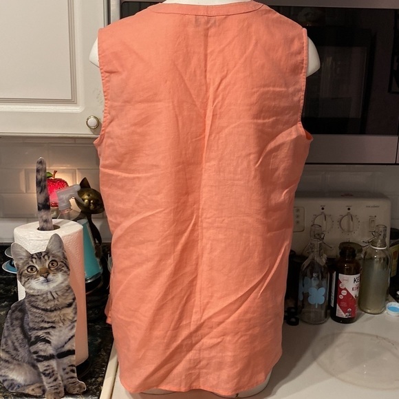 X women's Coral Bay sleeveless solid orange button regular size top XL.  EUC - Picture 2 of 4